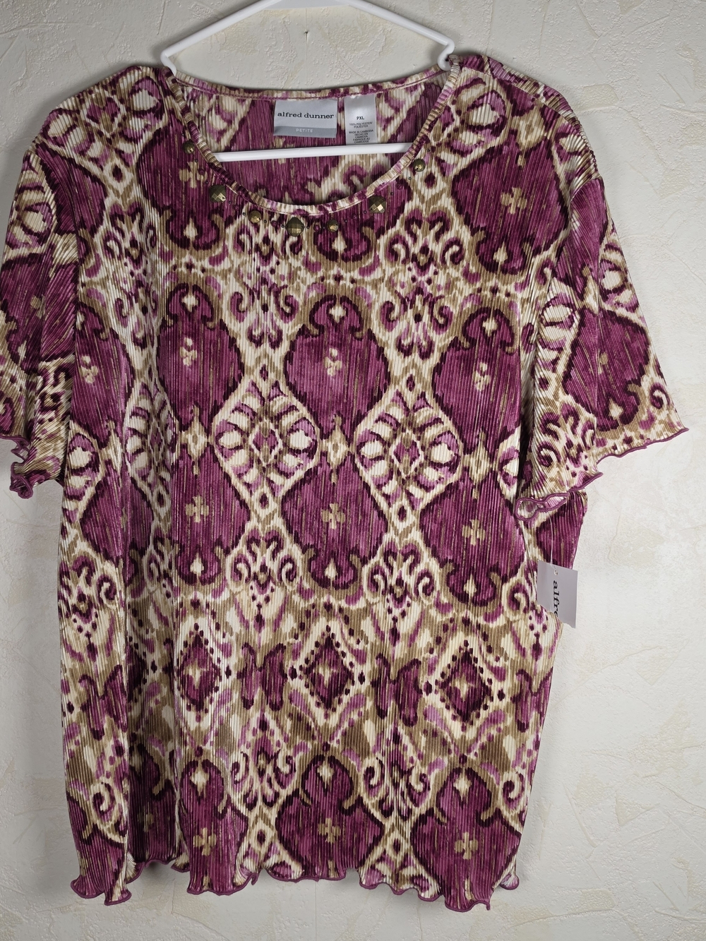 NWT Alfred Dunner Abstract Short Sleeve Blouse Cottagecore Womens Size Petite XL